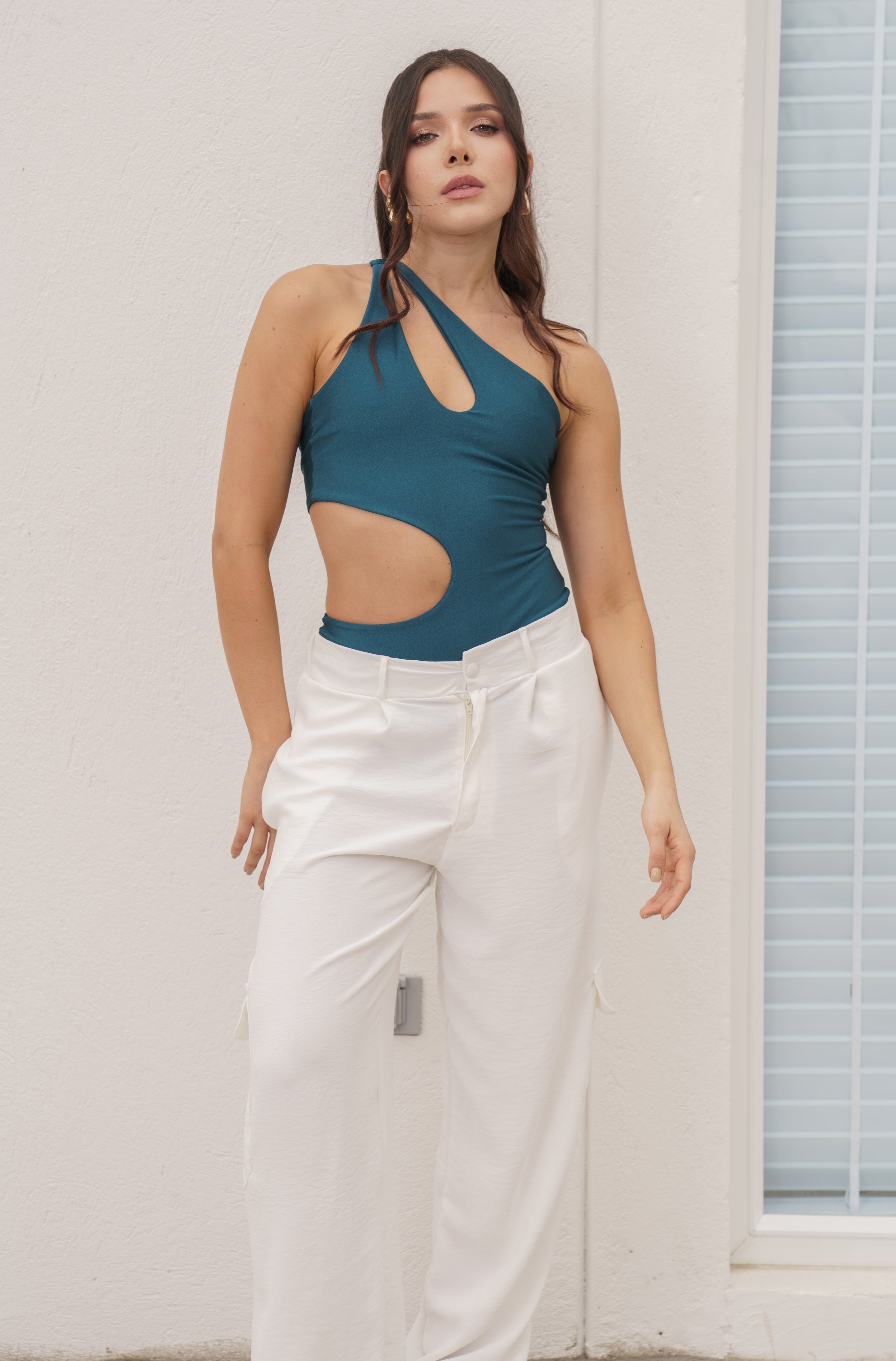 Body para mujer de un solo hombro - Azul