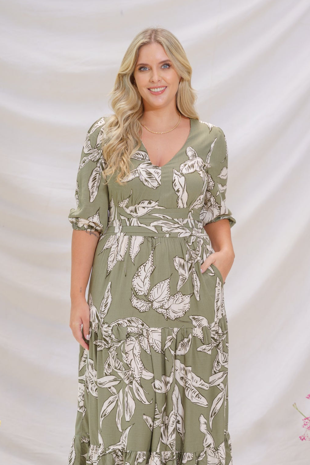 Vestido elegante mujer verde - Celine