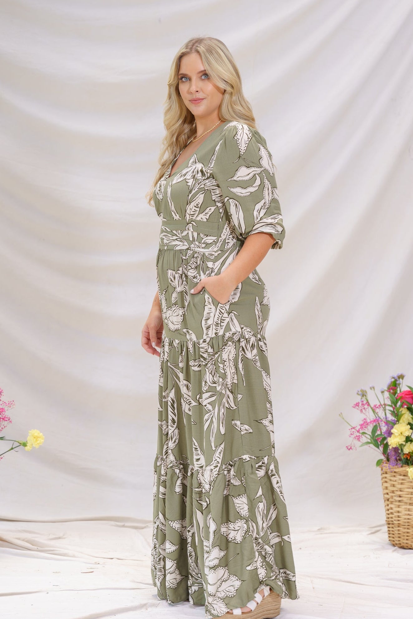 Vestido elegante mujer verde - Celine