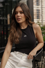 Body básico rib cuello redondo - Negro