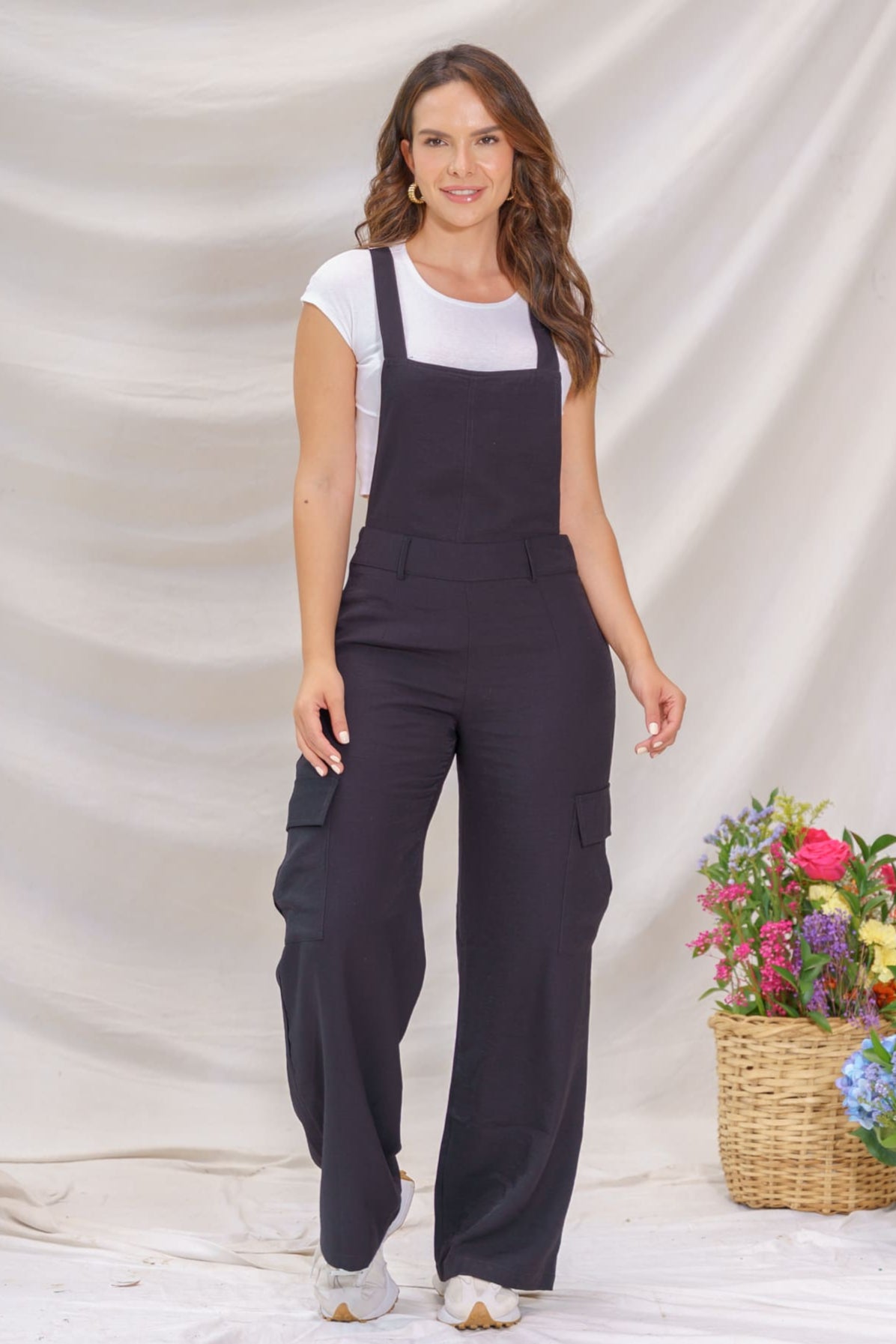 Enterizo Tipo Overol con Bolsillos Cargo - Mavi