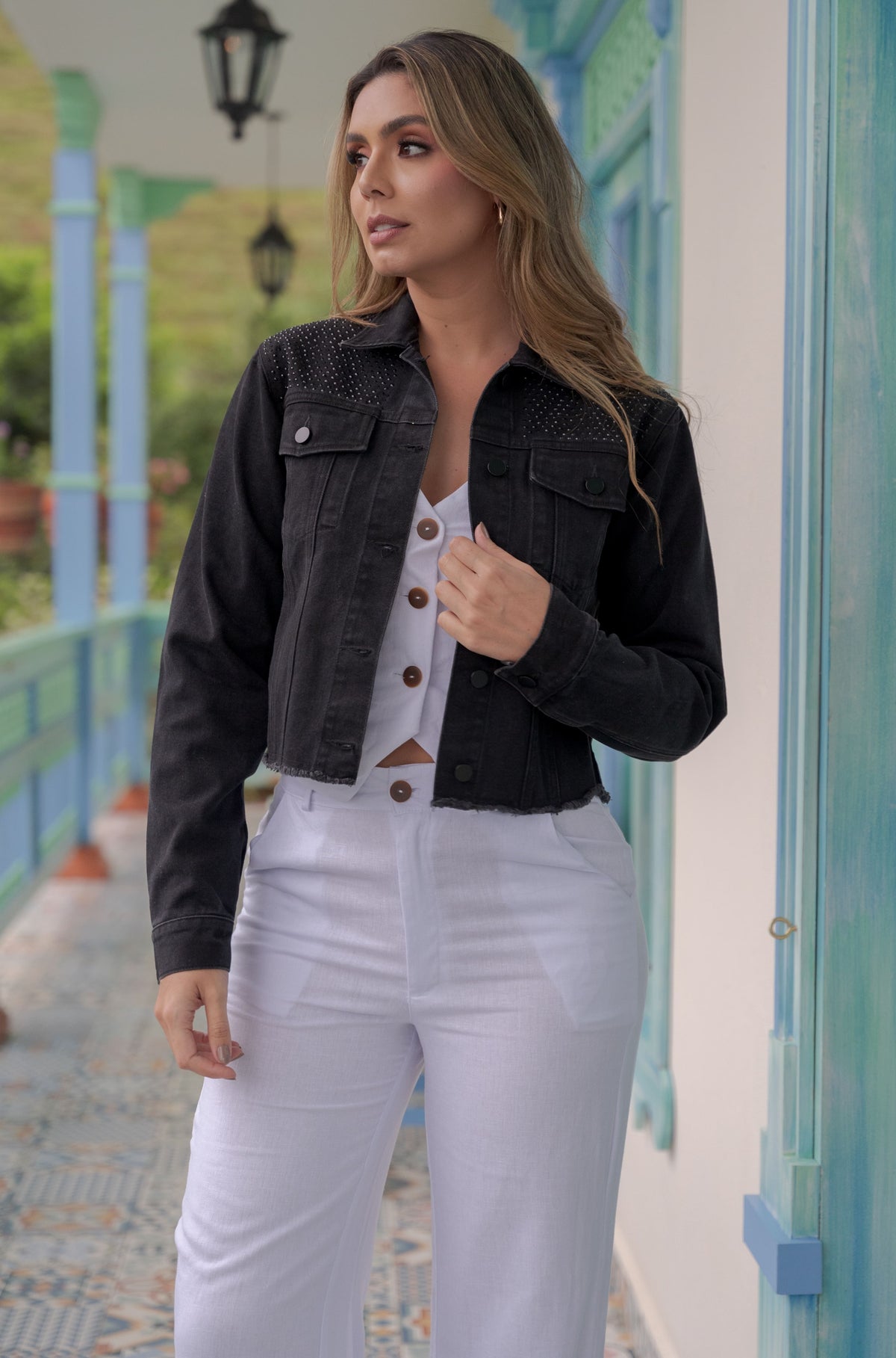 Chaqueta de jean para mujer - Negra