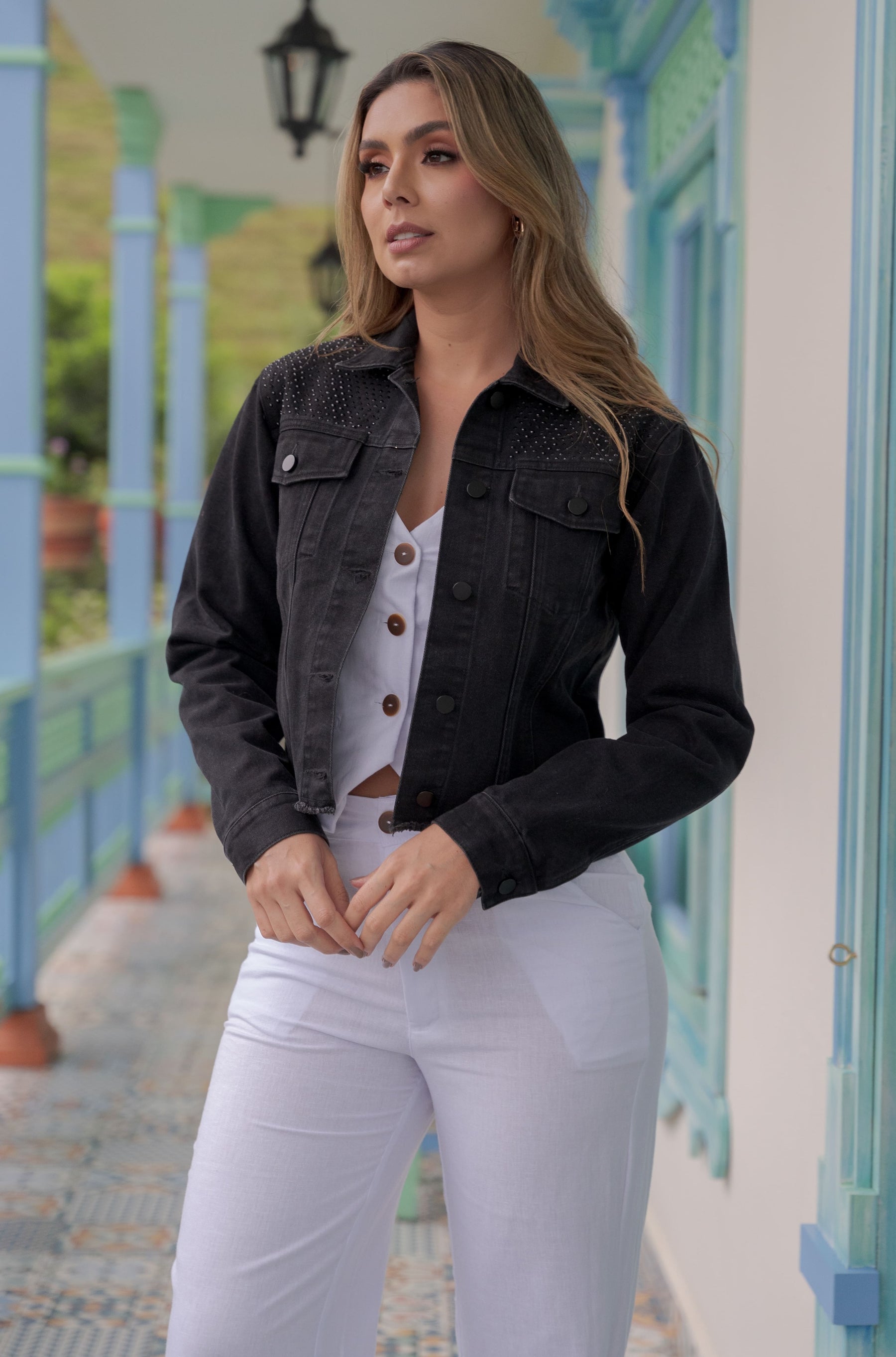 Chaqueta de jean para mujer - Negra