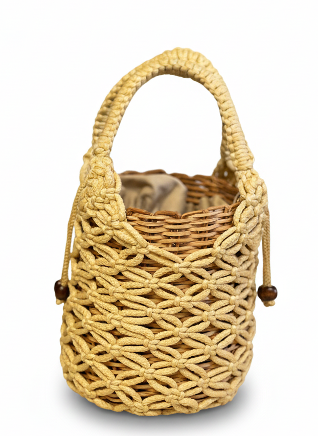 Bolso Cesta Macramé - Beige
