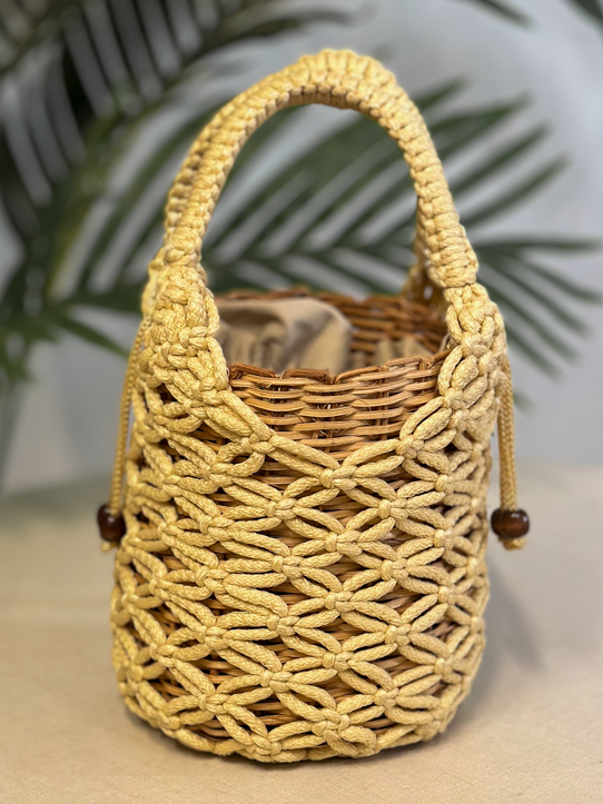 Bolso Cesta Macramé - Beige