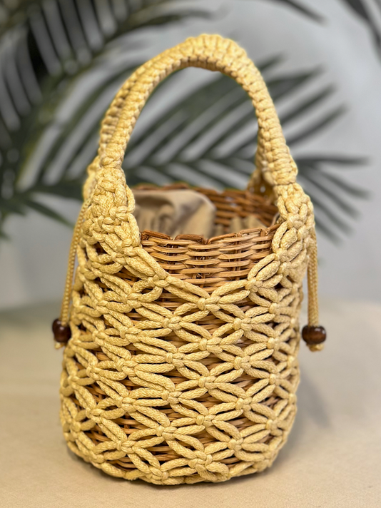 Bolso Cesta Macramé - Beige