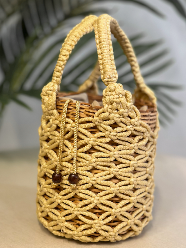 Bolso Cesta Macramé - Beige
