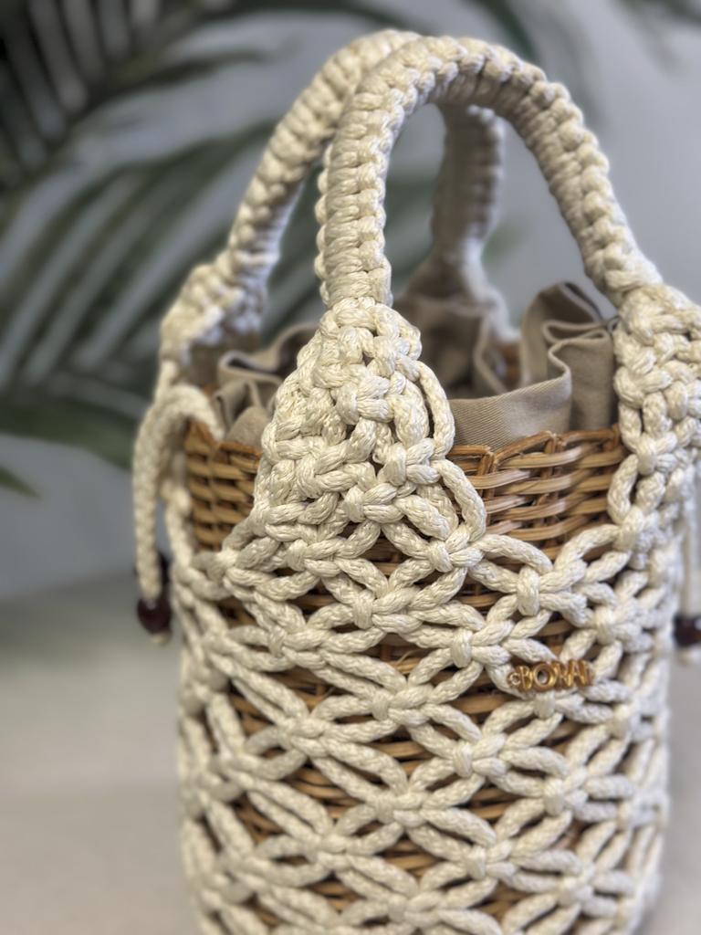 Bolso Cesta Macramé - Crudo