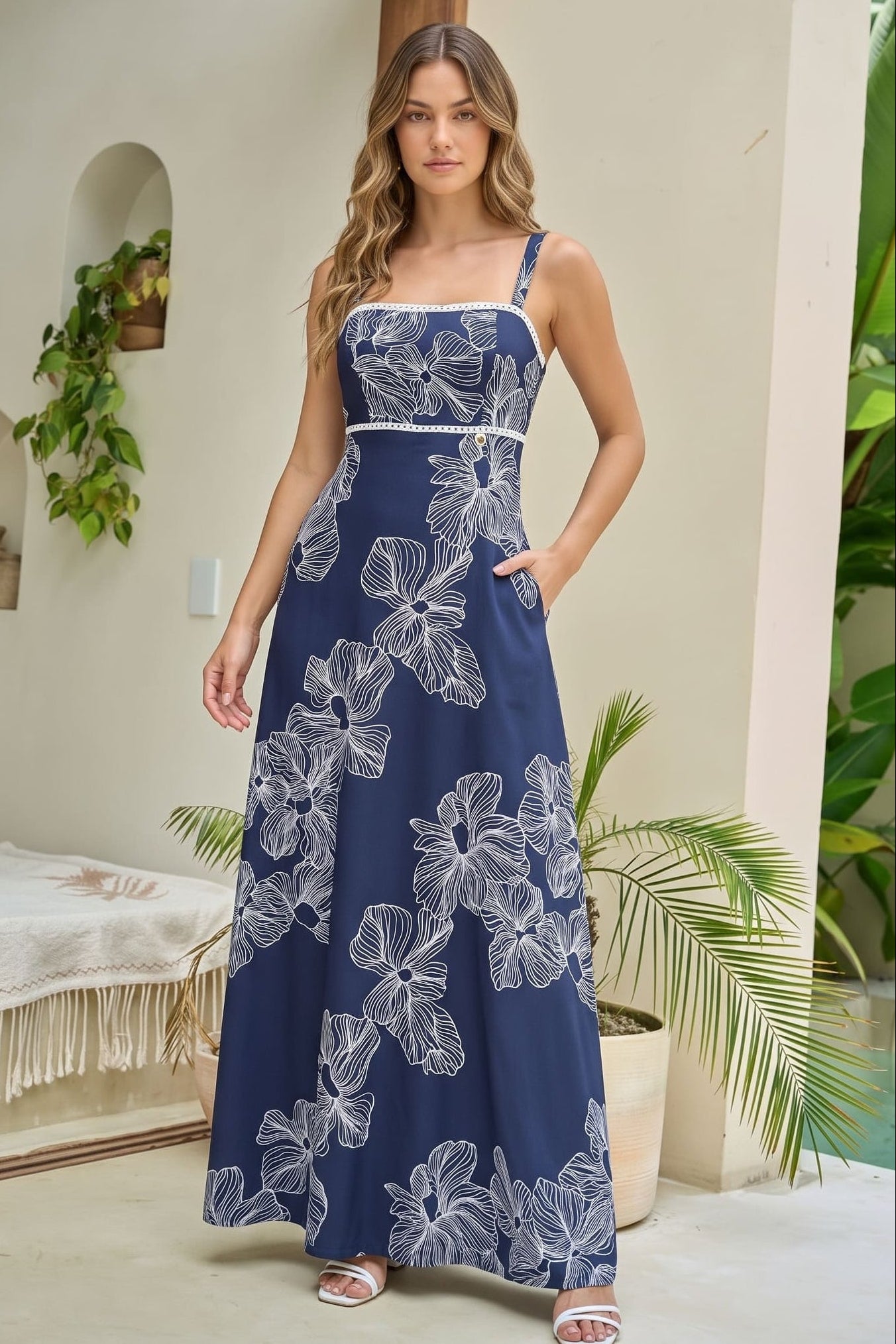 Vestido Largo Troya Azul