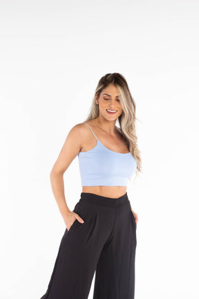 Crop Top With Thin Straps - Blue