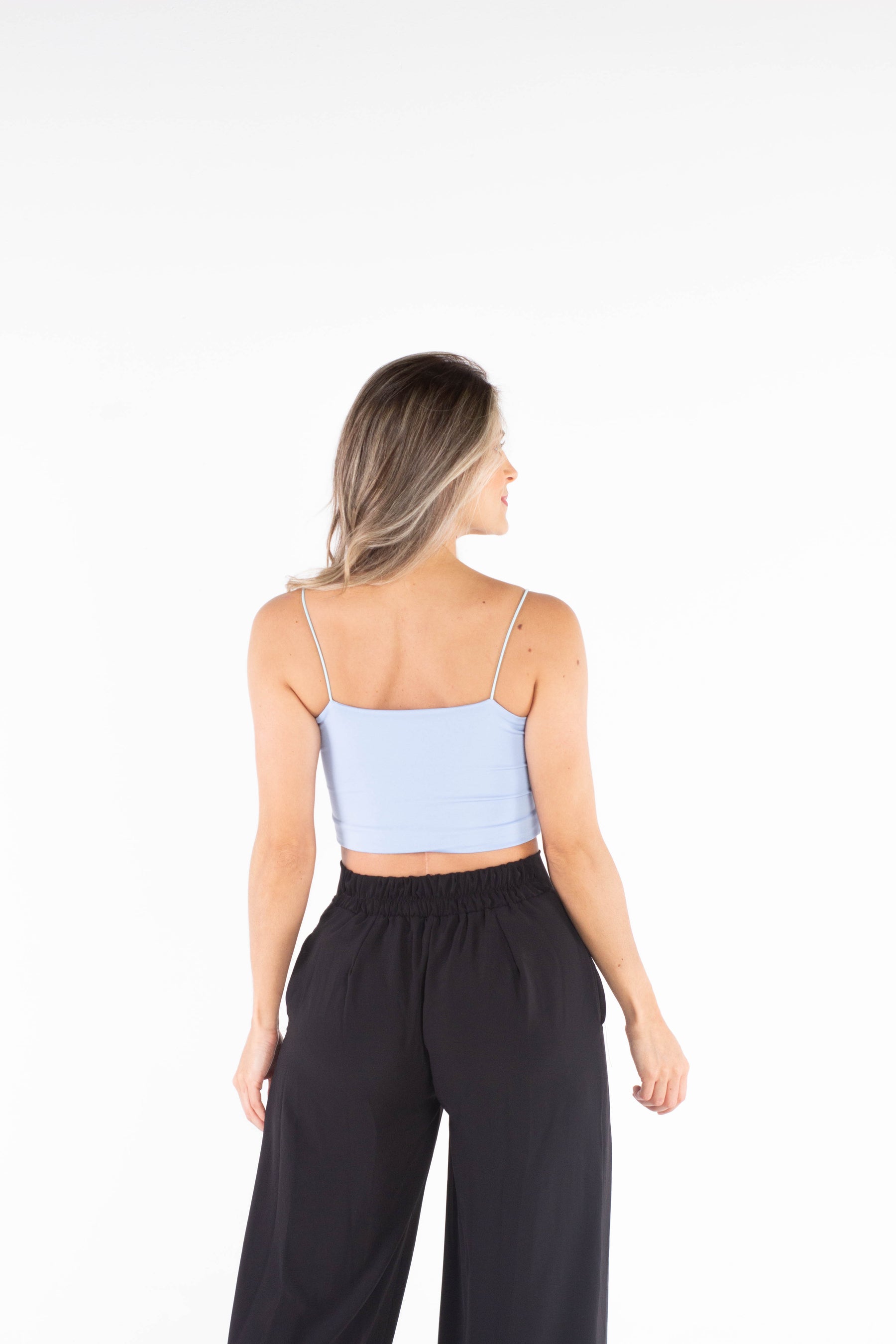 Crop Top With Thin Straps - Blue