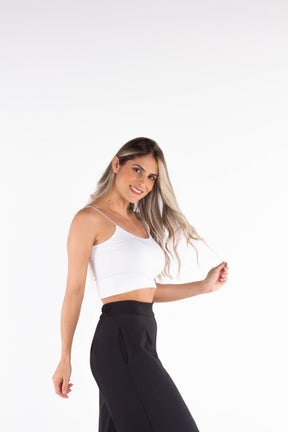 Skinny Strappy Crop Top - White